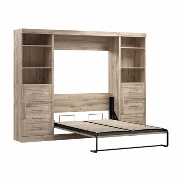 Bestar Pur 130" Full Murphy Storage Bed in Rustic Brown, , large
