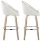 LumiSource Matisse 30" Swivel Barstool with Cream Fabric Upholstery in Whitewashed and Chrome (Set of 2), , large