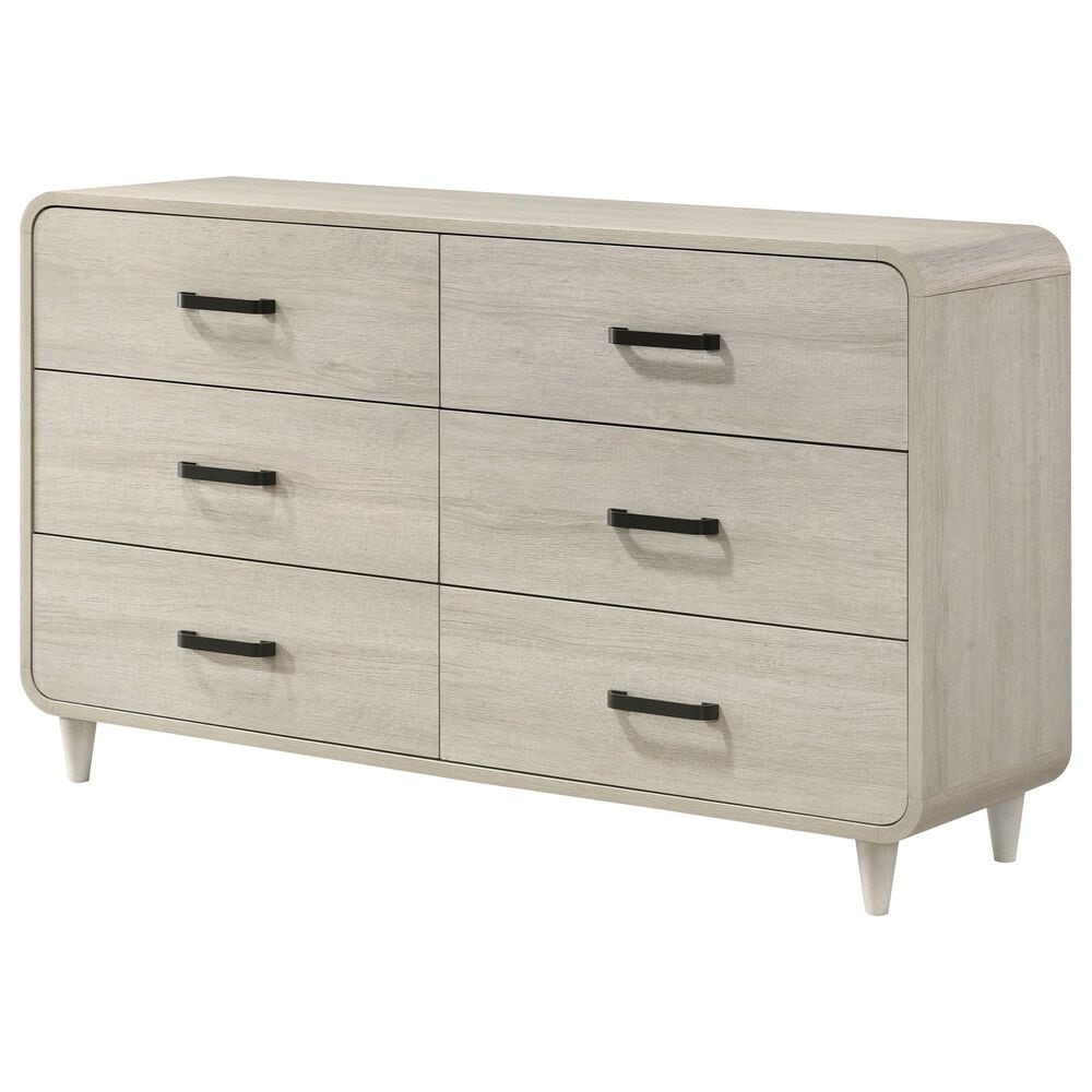 Crown Mark Nyomi 6-Drawer Dresser and Mirror in White, , large