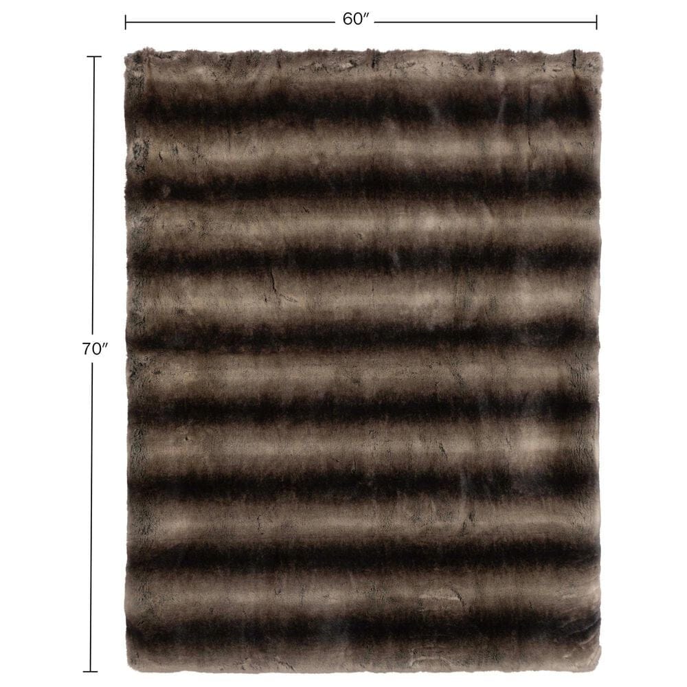 Timberlake 60" x 70" Faux Fur Throw Blanket in Gray and Brown, , large