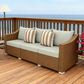 Hearth and Haven Outdoor Sofa with Cushions and Natural Wicker in Light Gray, , large