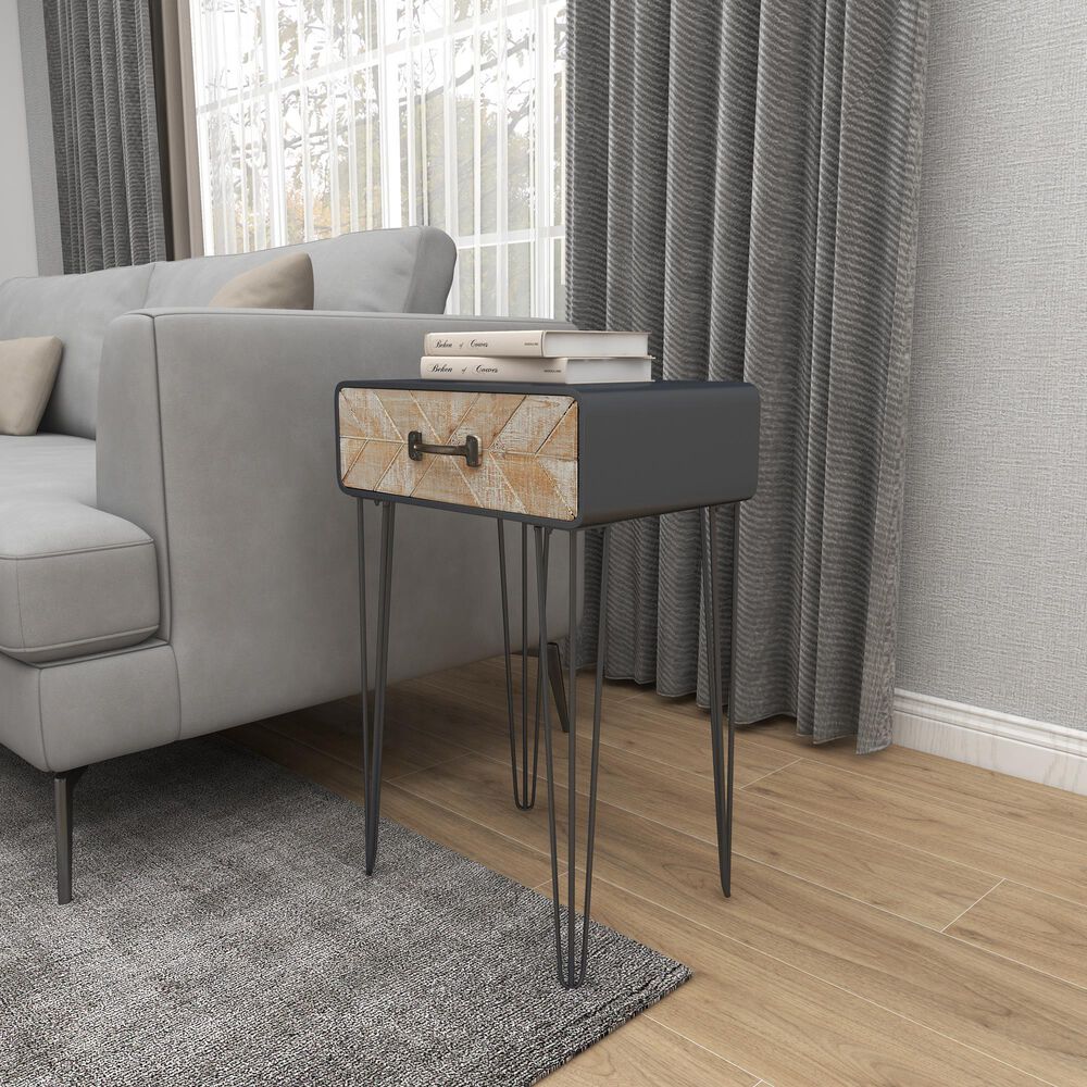 Uma Enterprises Modern Accent Table in Black, Brown and Gray, , large