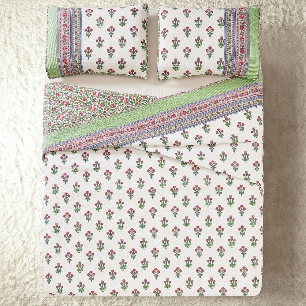 Peking Handicraft Serena 2-Piece Full/Queen Quilt Set in Pink and Ivory, , large