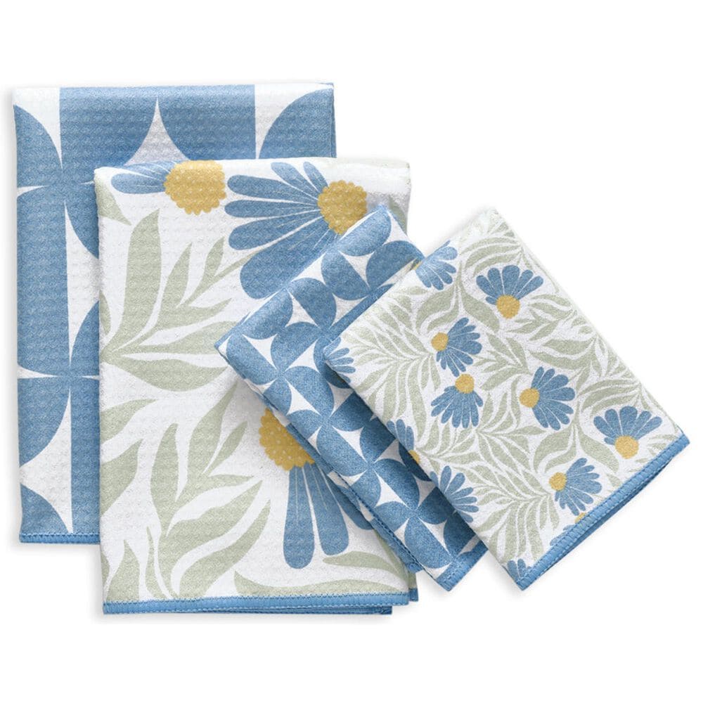 Werkshoppe Coneflower All Purpose Towel in Blue (Set of 4), , large