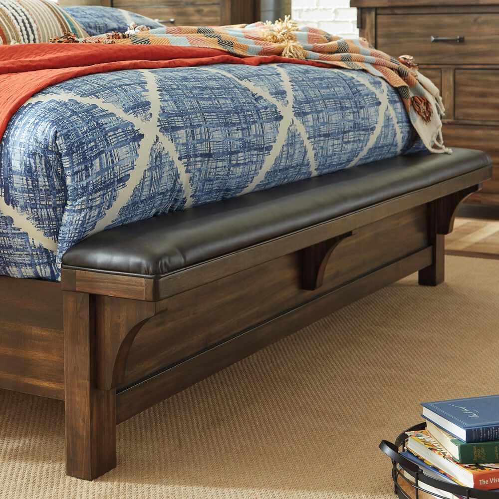 Signature Design by Ashley Lakeleigh Queen Panel Bed with Footboard Bench in Dark Brown, , large