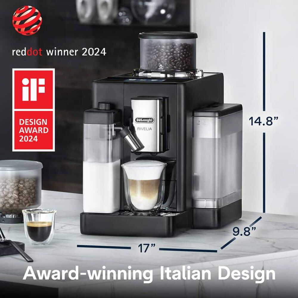 DeLonghi Rivelia 47 Oz Automatic Espresso Machine in Onyx Black, , large
