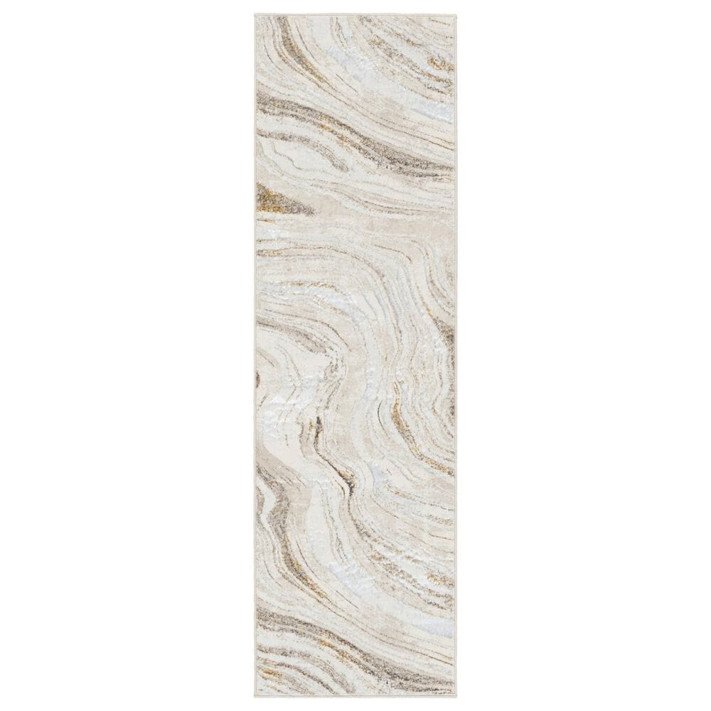 Nourison Glitz GLZ22 Grey and Gold 2"3" x 7"6" Runner, , large