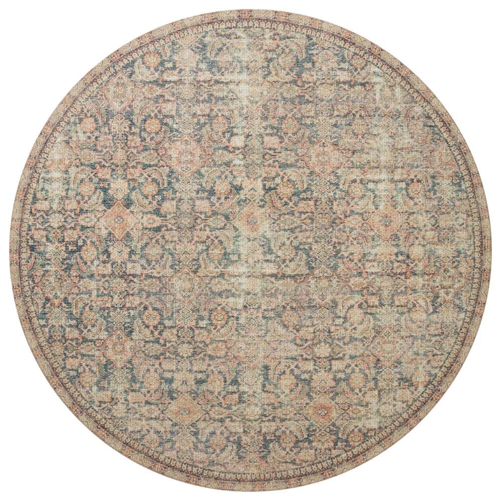 Angela Rose Aubrey 5" Round Navy and Multicolor Area Rug, , large