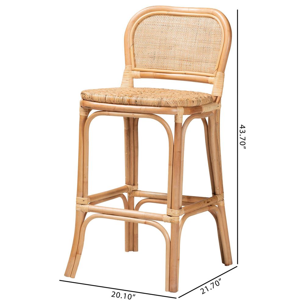 Baxton Studio Adrena Bar Stool in Natural Brown, , large