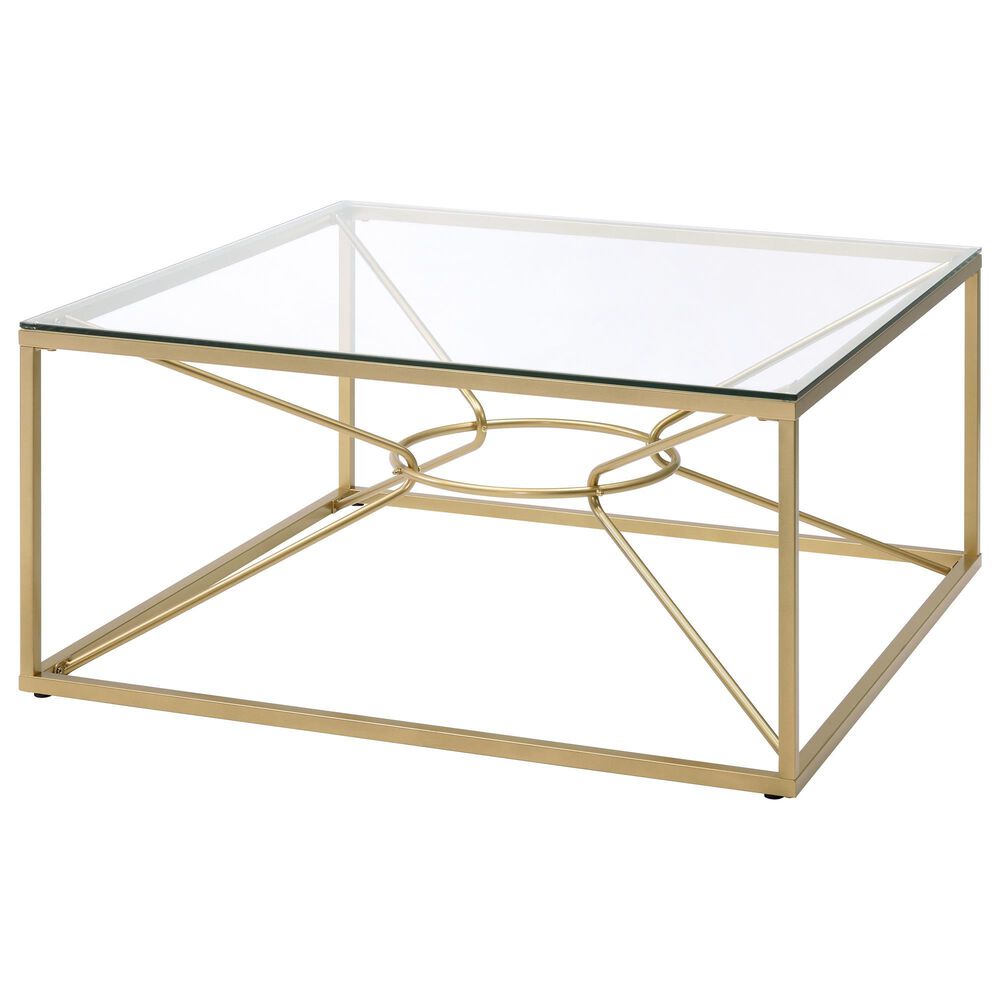 Furniture of America Hough Coffee Table Set in Gold and Clear &#40;Set of 2&#41;, , large
