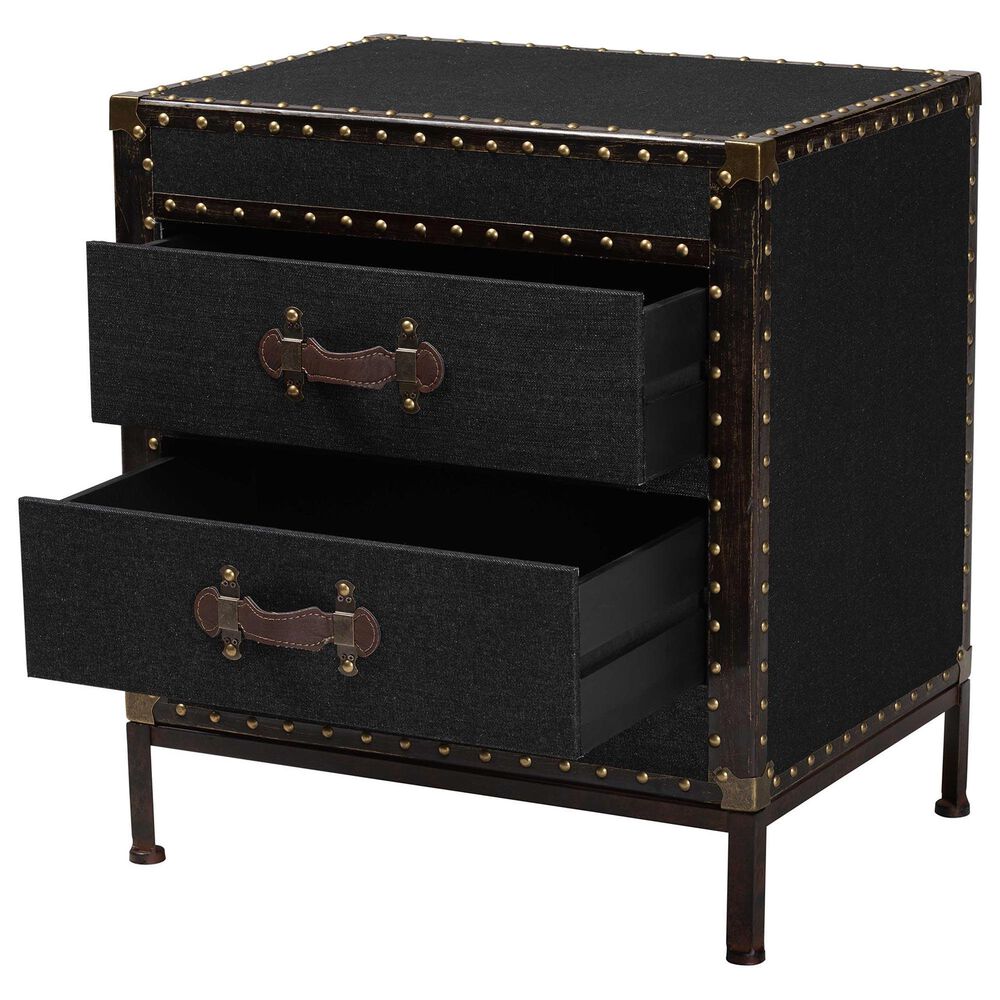 Baxton Studio Laura 2-Drawer End Table in Black, , large
