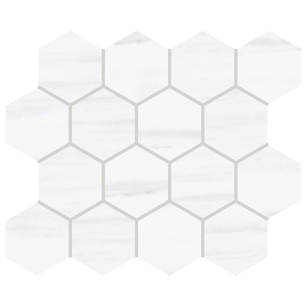 Interceramic Cortina Rectified Pegassus White 13" x 11" Porcelain Mosaic Sheet, , large
