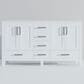 Lexora Home Jacques 60" Double Bathroom Vanity in White with 2 cm White Cultured Marble Top and Rectangular Sinks, , large