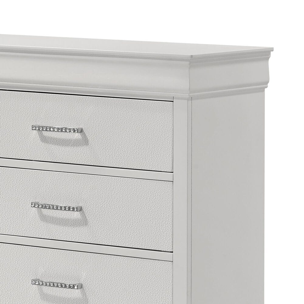 Crown Mark Amalia 5-Piece Twin Bedroom Set in White, , large