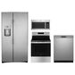 G.E. 4-Piece Kitchen Package with 25.1 Cu. Ft. Side-by-Side Refrigerator and 30" Freestanding Electric Range in Stainless Steel, , large
