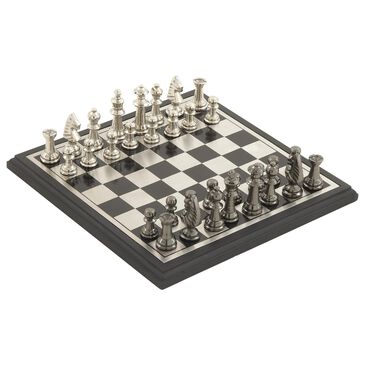 Maple and Jade 6" x 12" Chess Game Set in Black, Gray and Silver, , large
