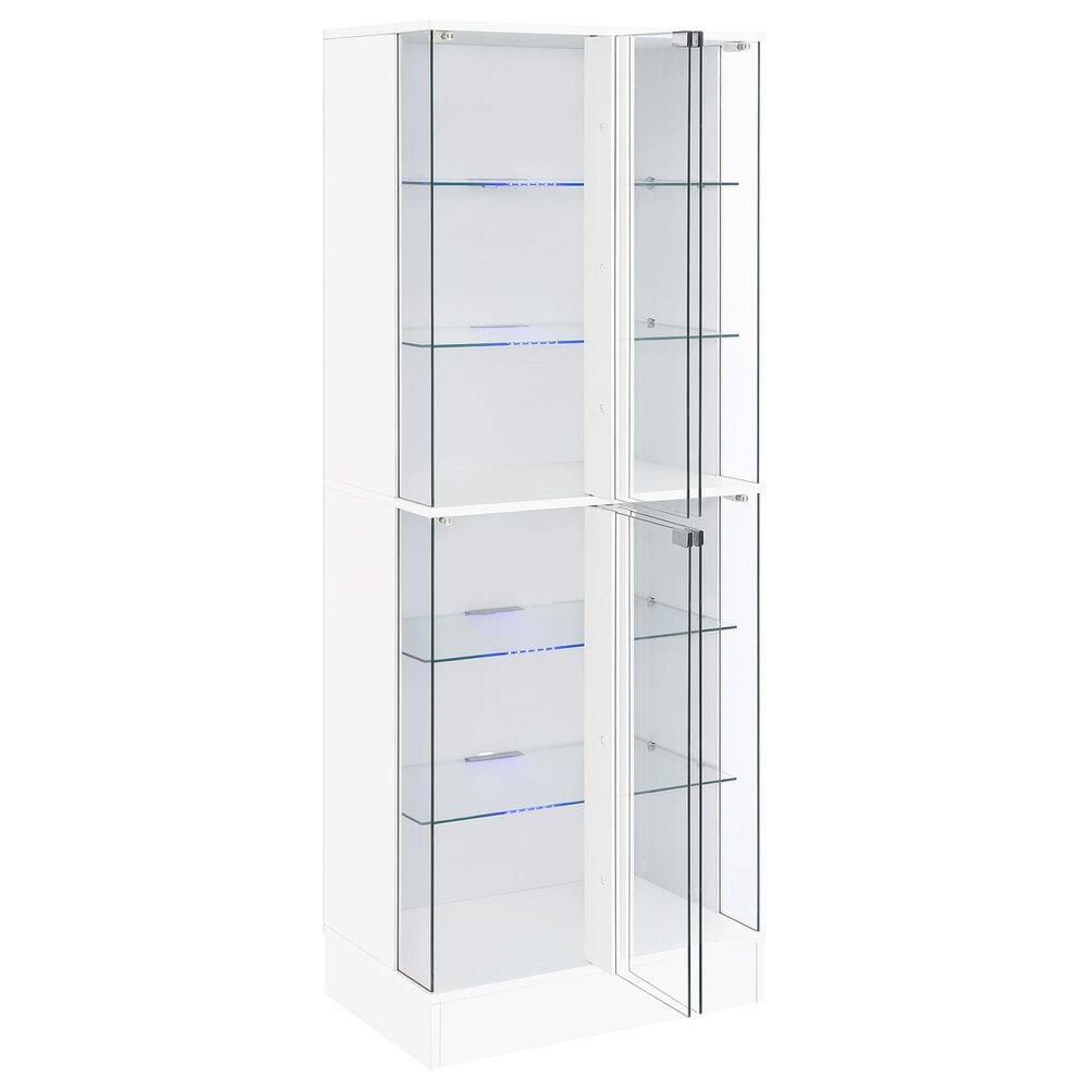 Pacific Landing Cabra Display Case Curio Cabinet in White High Gloss and Clear, , large