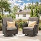 Sunwell Garden Patio Swivel Rocker Chair with Brown Rattan in Gray (Set of 2), , large