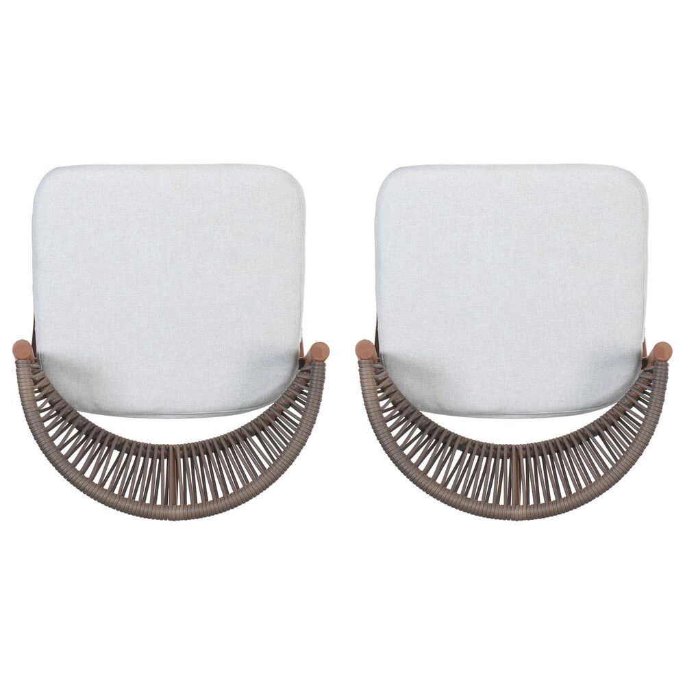 Hearth and Haven 30" Outdoor Barstool with Teak Frame in Light Gray (Set of 2), , large