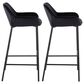 LumiSource Daniella Bar Stool with Black Velvet Upholstery in Black (Set of 2), , large