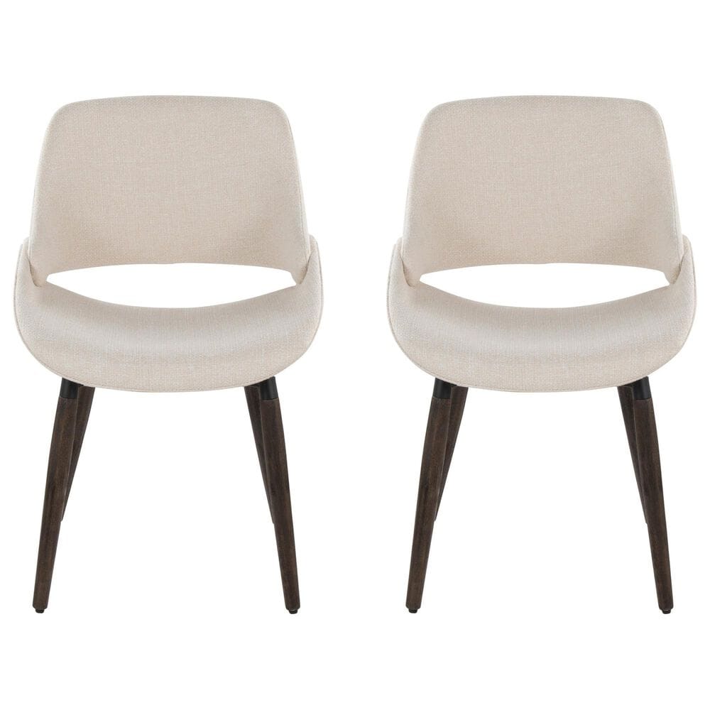 LumiSource Fabrico Side Chair with Cream Fabric Cushion in Dark Walnut (Set of 2), , large
