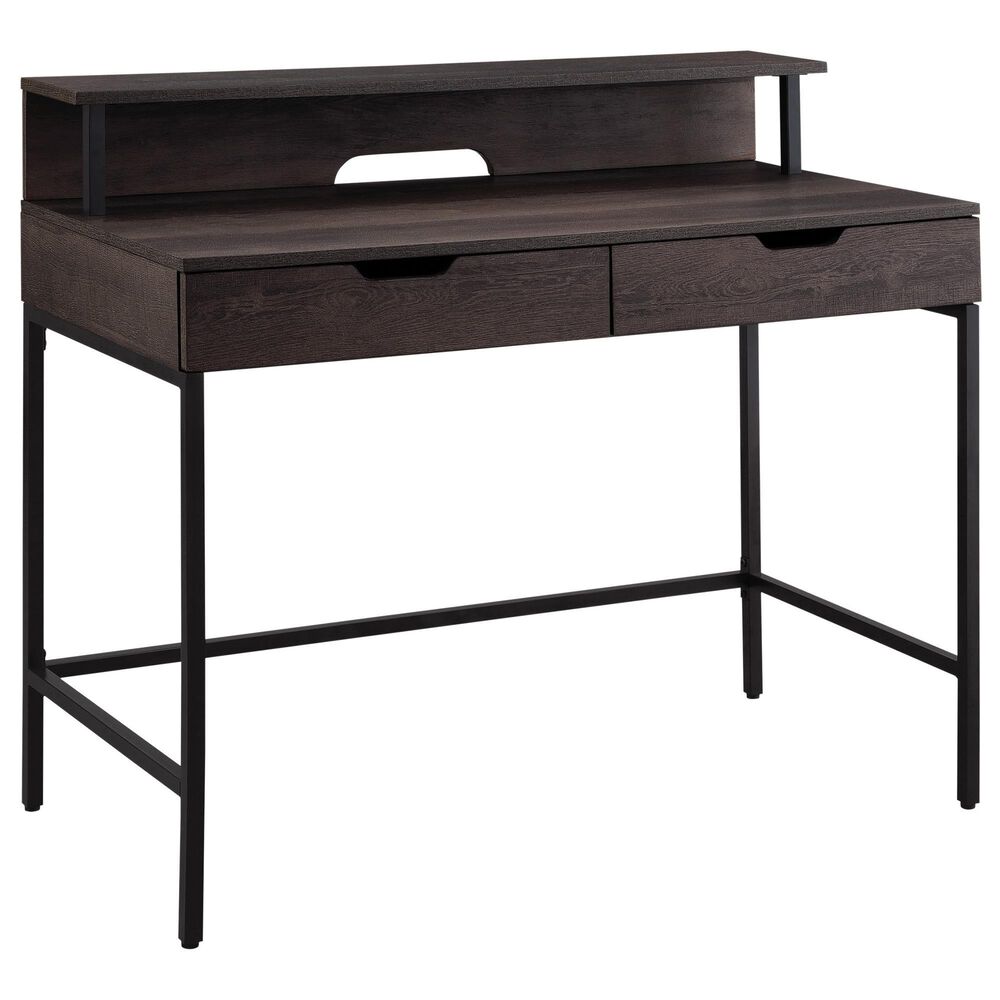 Valor Living Contempo Writing Desk with Shelf Hutch in Brown and Black, , large
