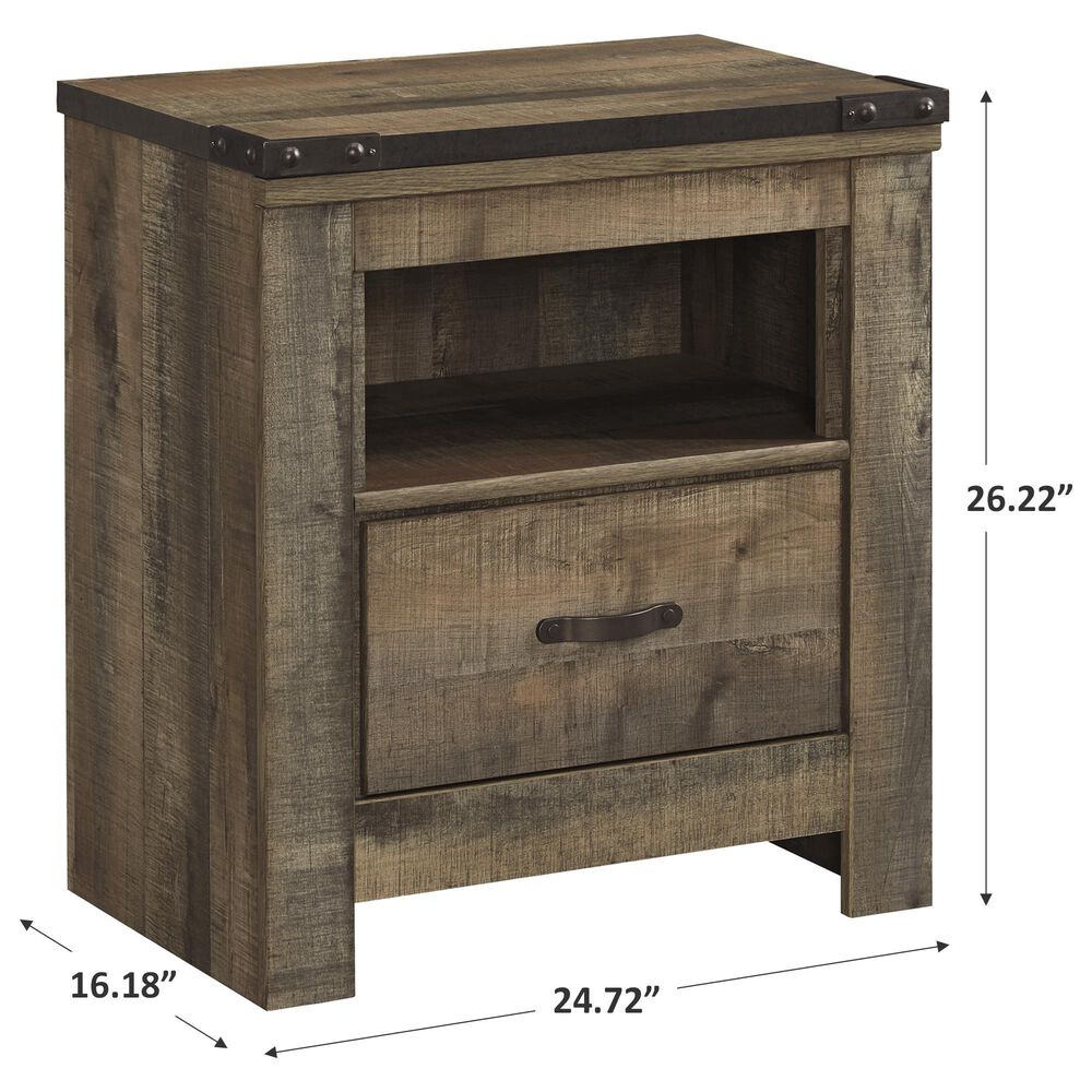 Ashley Trinell 1 Drawer Nightstand in Brown with 2 USB Type C Ports, , large