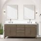 Lexora Home Laurel 72" Double Bathroom Vanity in Grey Oak with White Quartz Top and Rectangular Sinks, , large