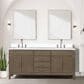 Lexora Home Laurel 72" Double Bathroom Vanity in Grey Oak with White Quartz Top and Rectangular Sinks, , large