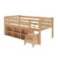 Birch Hollow Scandinavian Twin Low Loft Bed with Bookcase and Stepstool in Blonde, , large