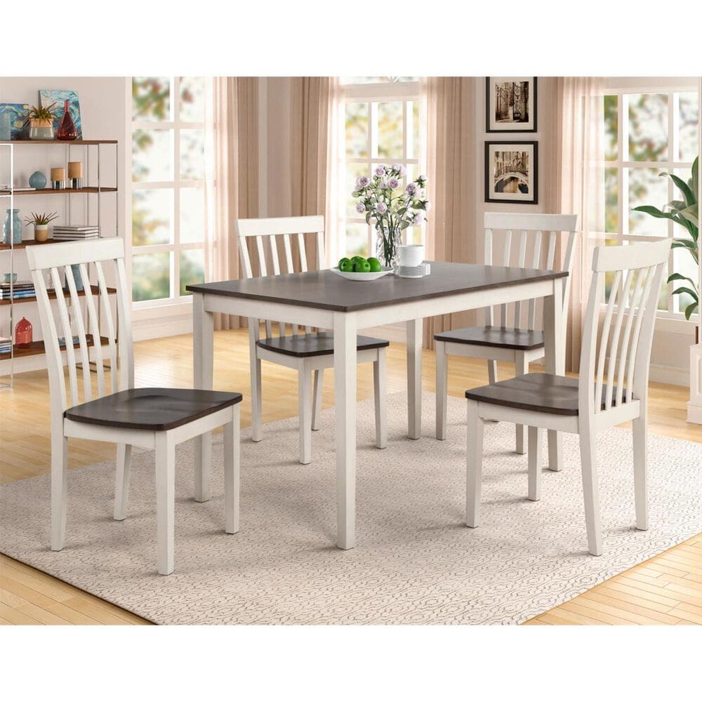 Claremont Brody 5-Piece Rectangular Dining Set in White and Espresso, , large