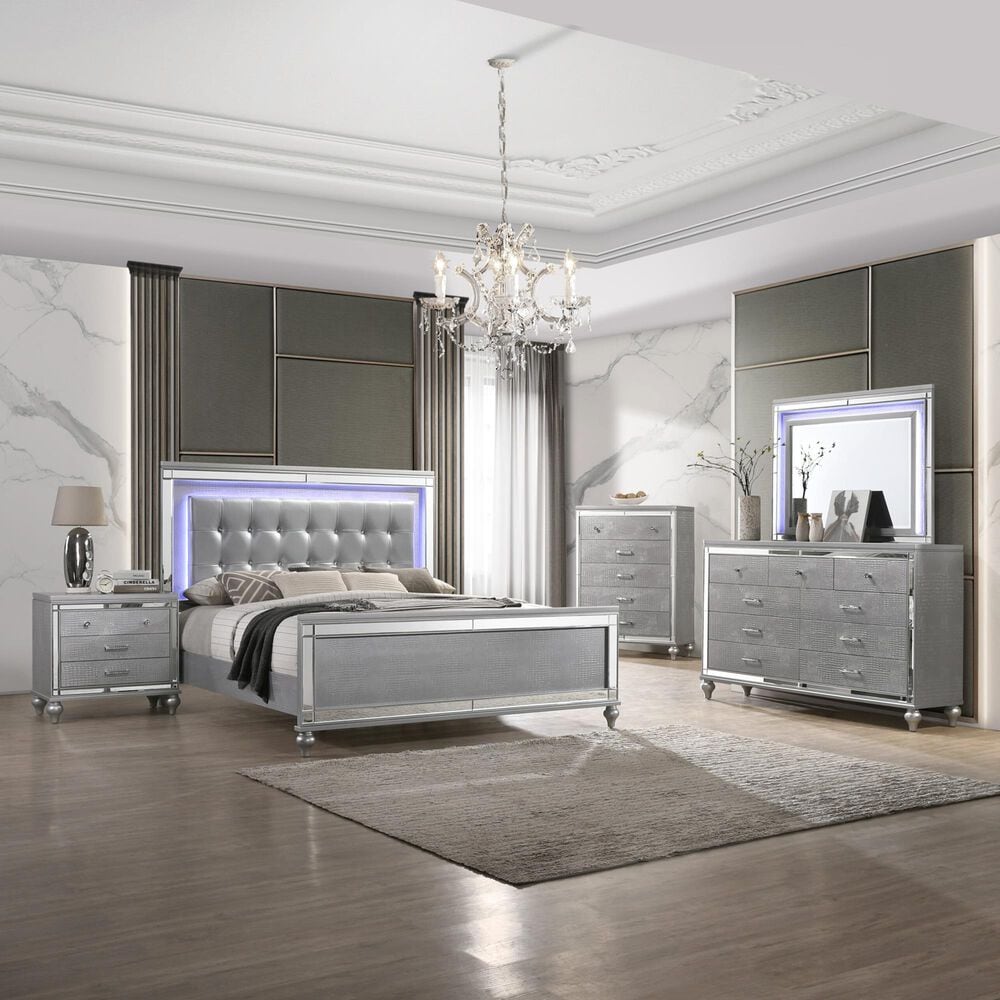 New Heritage Design Valentino Queen Bed in Silver, , large