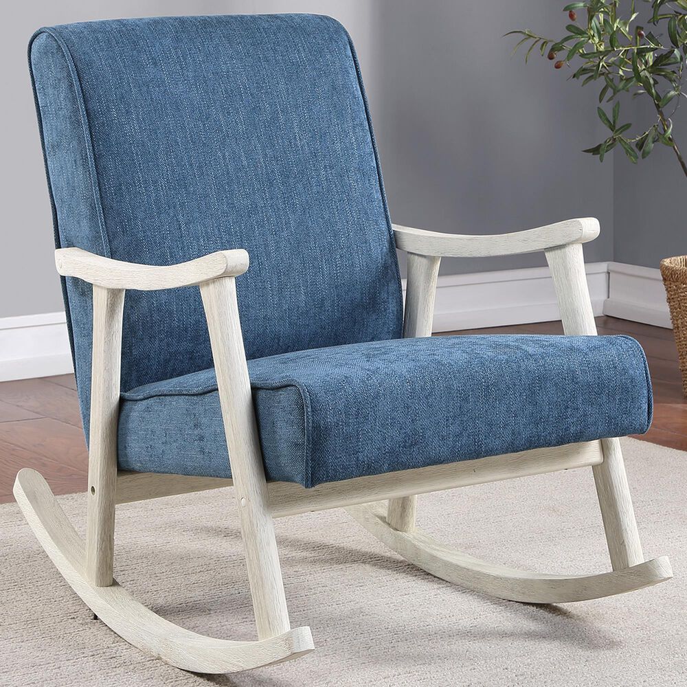 OSP Home Gainborough Rocker with Antique White Frame in Navy, , large