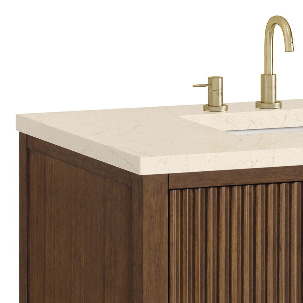 James Martin Vanities Myrrin 36&quot; Vanity in Mid-Century Walnut with 3 cm Eternal Marfil Quartz Top, , large