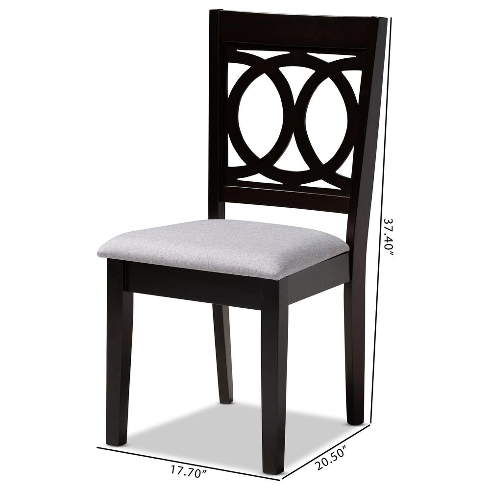 Baxton Studio Lenoir Side Chair with Gray Cushion in Espresso Brown (Set of 4), , large