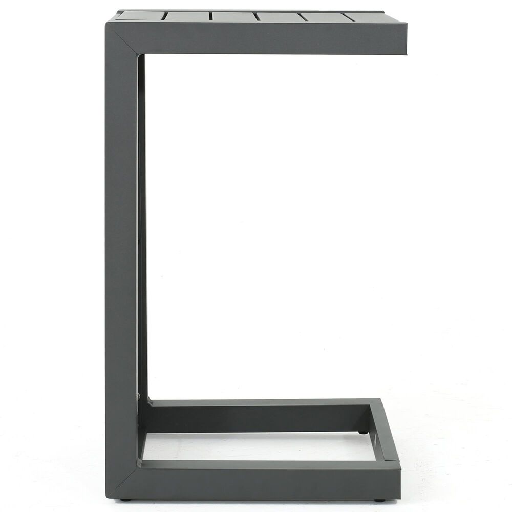 Hearth and Haven Cape Coral C-Shaped Patio Side Table in Grey, , large