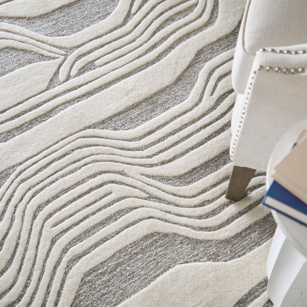 Feizy Kimball Gray and Ivory 5&#39; x 8&#39; Area Rug, , large