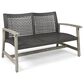 Hearth and Haven Hampton Outdoor Wicker Loveseat with Wooden Frame in Grey, , large