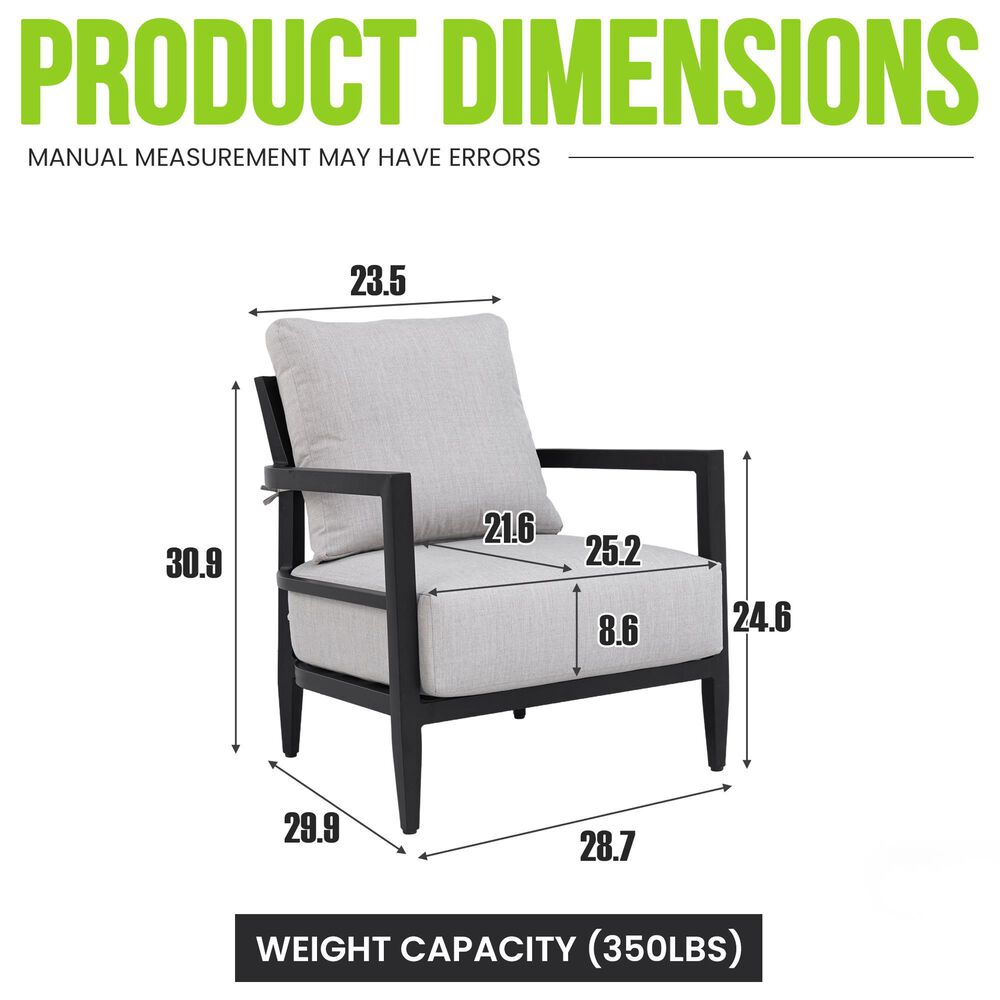 Hearth and Haven Outdoor Lounge Chair with Ember Black Frame in Cast Silver, , large