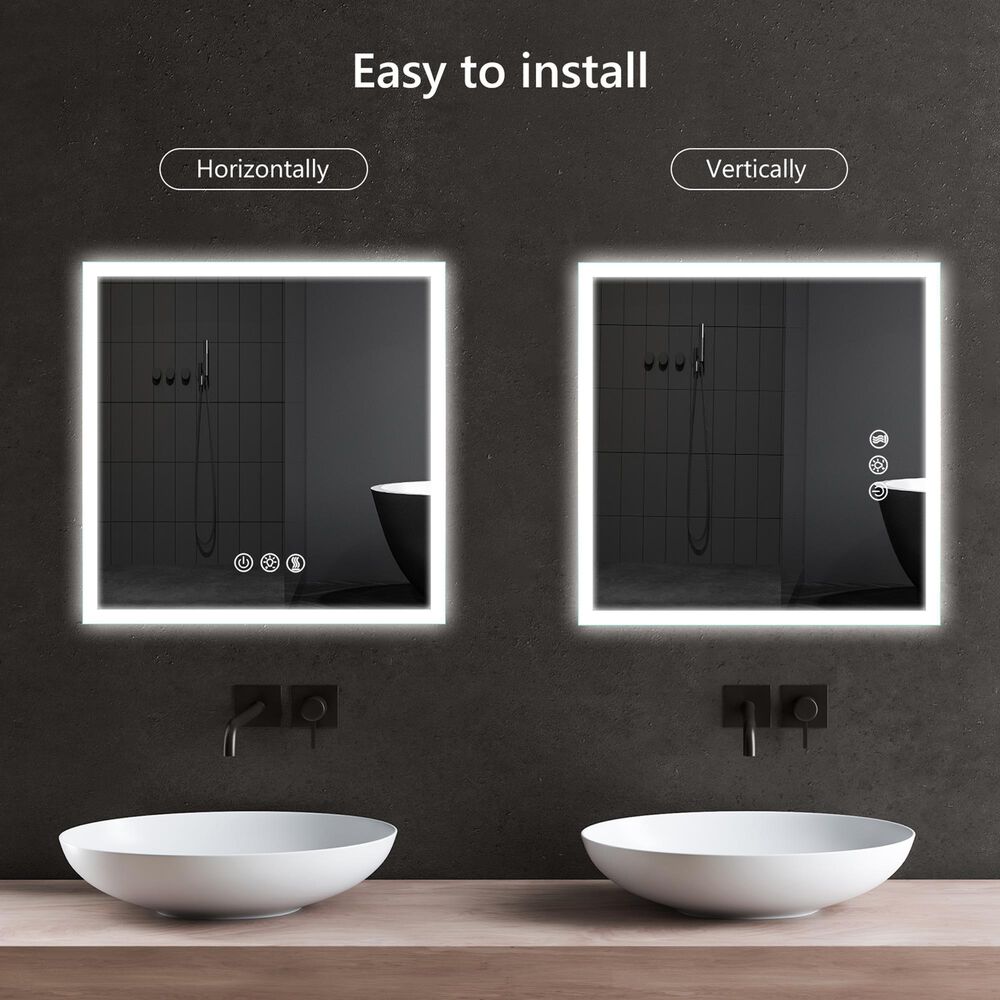 HOMLUX 36" x 36" LED Bathroom Vanity Mirror in Silver, , large