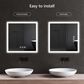 HOMLUX 36" x 36" LED Bathroom Vanity Mirror in Silver, , large