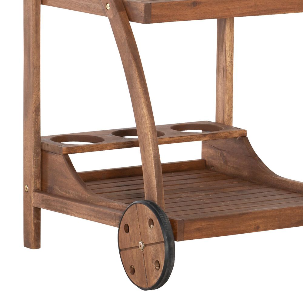 Linon Home Decor Catalan Patio Trolley Cart in Warm Acorn, , large
