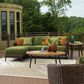 Ashley Horizon Hall Outdoor Ottoman with Cushion in Green, , large