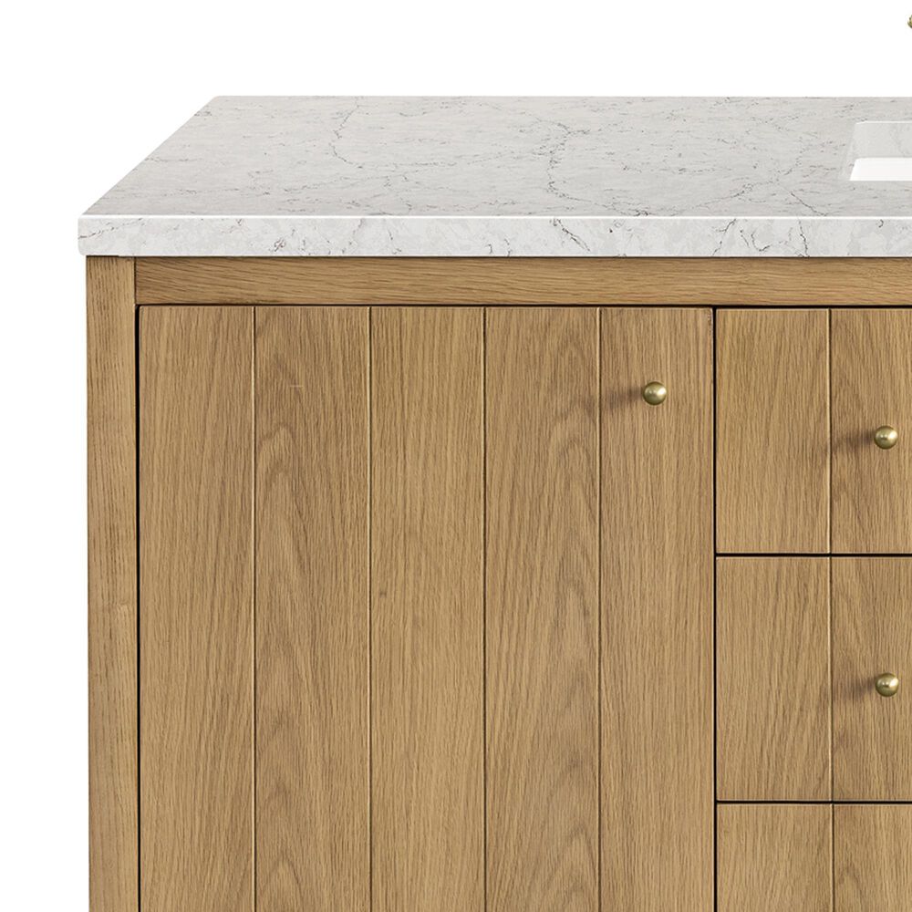 James Martin Vanities Hudson 60" Single Bathroom Vanity in Light Natural Oak with 3 cm Eternal Jasmine Pearl Quartz Top, Rectangular Sink and FreePower Wireless Charger, , large