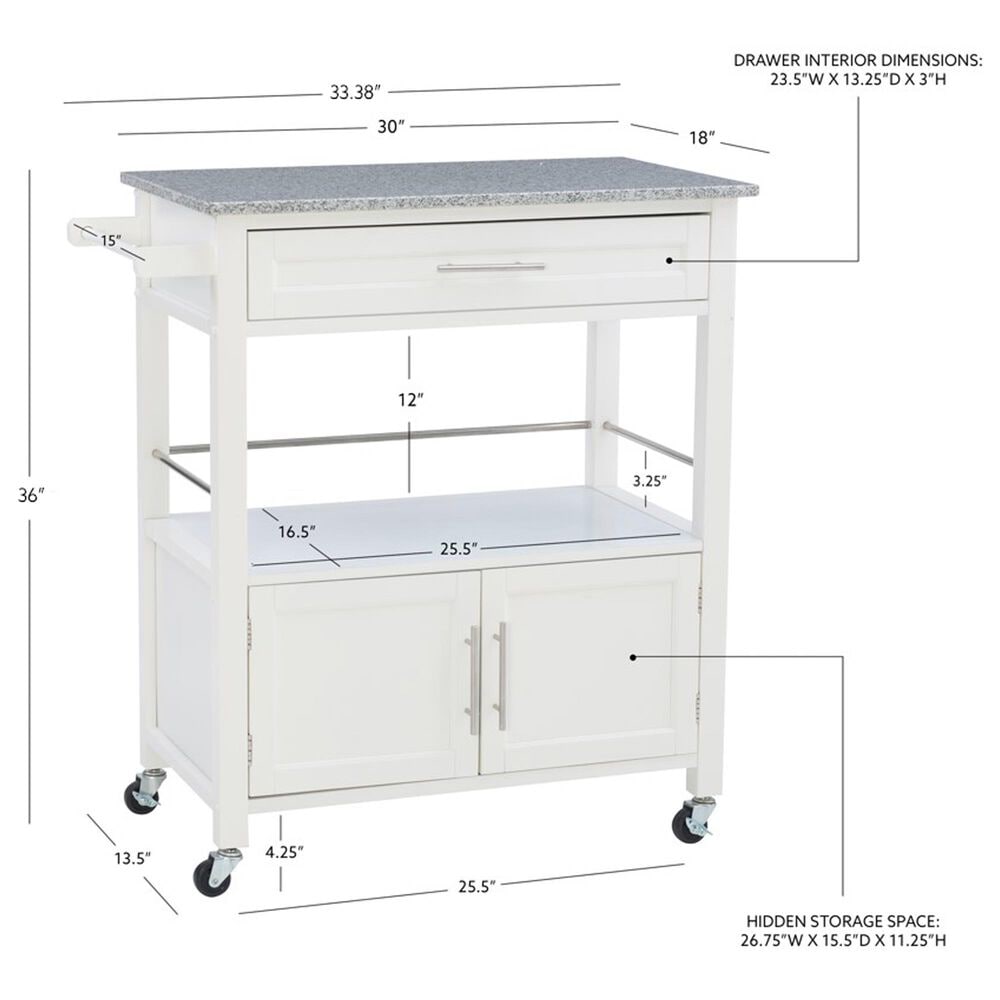 Linon Home Decor Cameron Kitchen Cart in White and Grey, , large