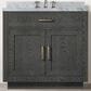 Lexora Home Abbey 36" Single Bathroom Vanity in Black Oak with 2 cm White Carrara Marble Top and Rectangular Sink, , large
