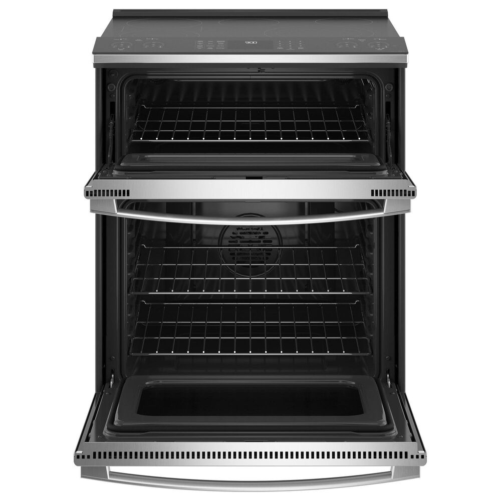 GE Profile 2-Piece Kitchen Package with 30" Smart Slide-in Electric Double Oven Range and 2.1 Cu. Ft. Over-the-Range Sensor Microwave Oven in Stainless Steel, , large