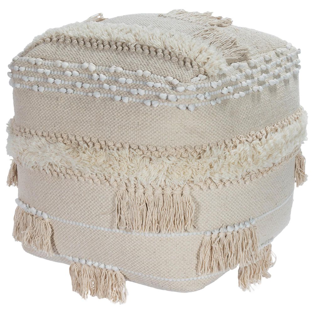 Butler Sherpa Pouffe in Off White, , large