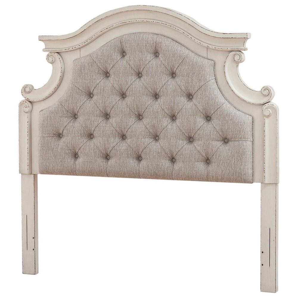 Ashley Realyn Full Upholstered Panel Headboard in Chipped White, , large