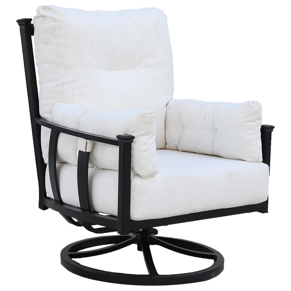 GatherCraft Seville Patio Club Swivel Chair with Cushion in Medora Ivory, , large